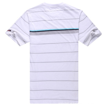 2014 moda grosso liso algodão branco listrado camiseta